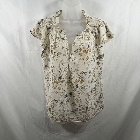 Max Studio Ruffle Sleeve Blouse Women's M Boho Floral Peasant Cottagecore Spring - Picture 1 of 16